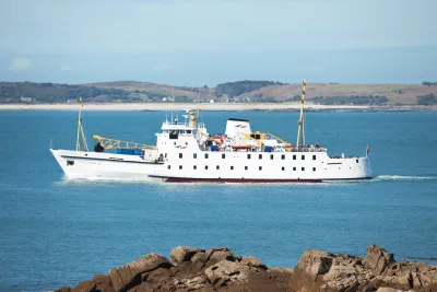 A boat on the way to Isles of Scilly
