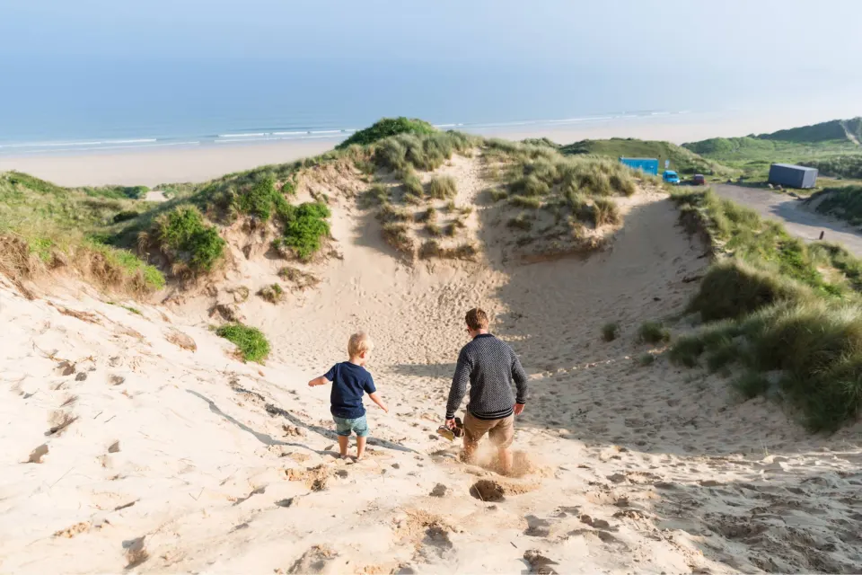 Image locations-west-cornwall-gwithian-godrevy-hayle-1777461418 for Father and child running in Hayle&amp;#039;s dunes