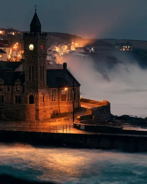 Image storm-watching-in-cornwall-1790087701 for Porthleven Harbour on the Cornish coast